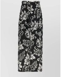 Sacai - Belted High Waist Floral Print Trousers - Lyst