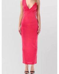 Balmain - Draped Sleeveless V-Neck Maxi Dress - Lyst