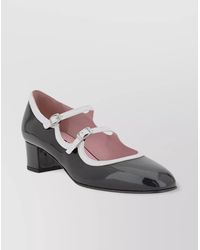 CAREL PARIS - Almond Toe Block Heel Leather Pumps - Lyst