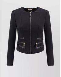 Elisabetta Franchi - Slim-Fit Crepe Crew-Neck Long-Sleeve Blazer - Lyst