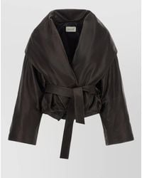 Magda Butrym - Leather Belted Shawl Collar Coat - Lyst