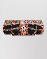 Dolce & Gabbana - Cotton Off-The-Shoulder Printed Cropped Blouse - Lyst