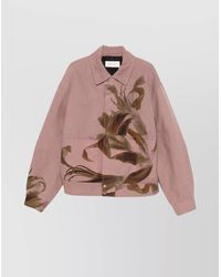 Dries Van Noten - Abstract Print Collared Jacket Front Pockets - Lyst