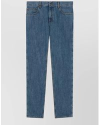Burberry - High Waist Denim Trousers Straight Leg Belt - Lyst