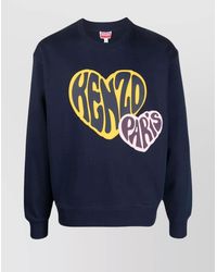 KENZO - Cotton Logo Print Regular Fit Crewneck Sweatshirt - Lyst