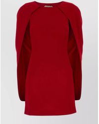 Alberta Ferretti - Mini Dress With Cape And Draped Back - Lyst