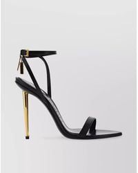 Tom Ford - Calfskin Key Padlock Metallic Stiletto Sandals - Lyst