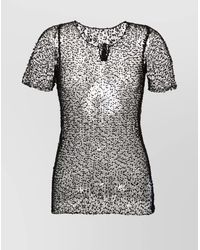 Maison Margiela - Dot-Embroidered Semi-Sheer Short-Sleeve Top - Lyst