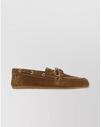 Miu Miu - Bow Detail Suede Loafers With Metal Eyelets - Lyst