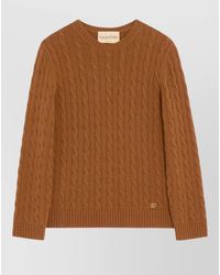 Valentino - Cable Knit Top Ribbed Cuffs Hem - Lyst