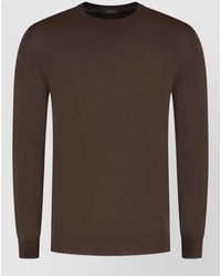 Zanone - Long Sleeve Crew Knit Sweater Ribbed Trims - Lyst