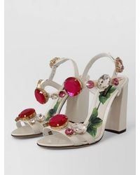 Dolce & Gabbana - Leather Crystal-Embellished Ankle-Strap Heeled Sandals - Lyst