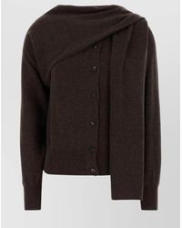 Ferragamo - Cashmere Cardigan With Attached Scarf Detail - Lyst