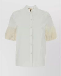 Valentino Garavani - Poplin Shirt Stand Collar Pleated Sleeves - Lyst