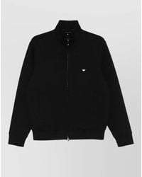Emporio Armani - Cotton Sweatshirt Logo High Collar Pockets - Lyst