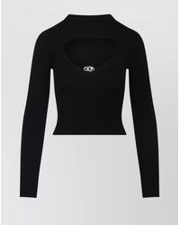 DIESEL - Ribbed Wool Cutout Long-Sleeve Top - Lyst