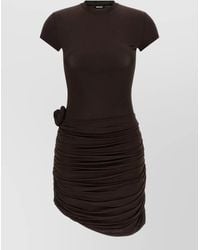 ROTATE BIRGER CHRISTENSEN - Dress Short Sleeves Round Neckline Ruching Flower - Lyst