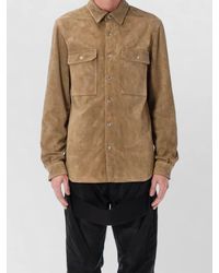 Rick Owens - Suede Leather Overshirt Hip Length Boxy - Lyst