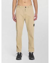 Stone Island - Cotton Mid-Rise Straight-Leg Regular-Fit Trousers - Lyst