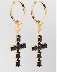 Dolce & Gabbana - Crystal-Embellished Cross Pendant Earrings - Lyst