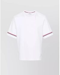 Thom Browne - Ribbed Crewneck Short Sleeve Cotton T-Shirt - Lyst