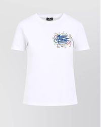 Etro - Cotton Logo Embroidered Short Sleeve T-Shirt - Lyst