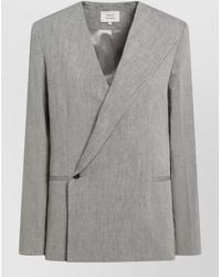 Loulou de Saison - V Neck Long Sleeve Coat Side Pockets - Lyst