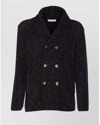 Brunello Cucinelli - Wool Silk Cashmere Double-Breasted Cardigan - Lyst