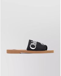 Chloé - Contrast Logo Ribbon Open Toe Sandals - Lyst