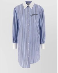 Moschino - Striped Cotton Poplin Midi Shirt Dress - Lyst