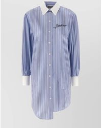Moschino - Striped Cotton Poplin Midi Shirt Dress - Lyst