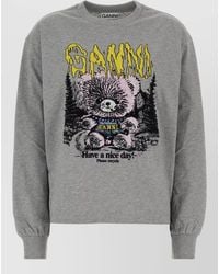 Ganni - Organic Cotton Relaxed-Fit Graphic Sweatshirt - Lyst