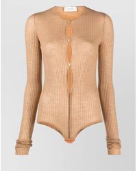 Sportmax - Ribbed Wool Blend Bodysuit With Button Detailing - Lyst