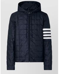 Thom Browne - Hooded Down Jacket Stripe Sleeve Detail - Lyst