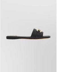 Ferragamo - Open Toe Flat Sandals With Hardware - Lyst