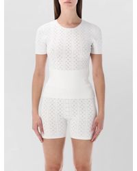 JW Anderson - Pointelle Knit Crew Neck Short Sleeve Top - Lyst