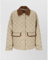 Miu Miu - Quilted Jacket With Suede Collar And Pockets - Lyst