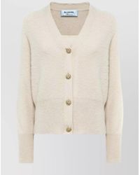 Blugirl Blumarine - V-Neck Sweater With Button Embellishments And Long Sleeves - Lyst