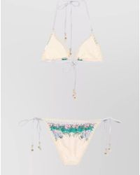 Zimmermann - Floral-Print Crochet-Trim Triangle Bikini Set - Lyst