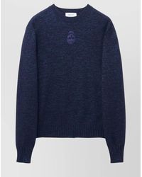 McQueen - Ribbed Crew Neck Mélange Wool Sweater - Lyst