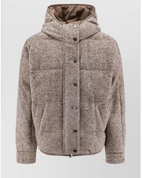 Brunello Cucinelli - Wool And Silk Chevron Quilted Reversible Hooded Puffer Jacket - Lyst