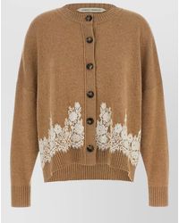 Alberta Ferretti - Cardigan Featuring Lace Detail And Round Neck - Lyst
