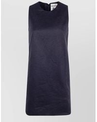 Semicouture - Linen Dress Shorts Sleeveless Round Neck - Lyst