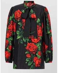 Dolce & Gabbana - Silk Floral-Print Long-Sleeve Blouse - Lyst