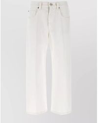 Brunello Cucinelli - Cotton Cropped Straight-Leg Trousers - Lyst