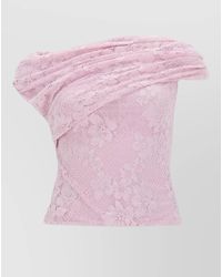 Self-Portrait - Asymmetric Sleeveless Floral Lace Draped Top - Lyst