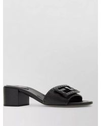 Fendi - Leather Baguette Mules Block Heel Open Toe - Lyst