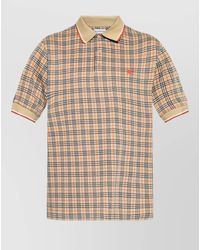 Burberry - Checked Polo Collar Silk Nylon T Shirt - Lyst