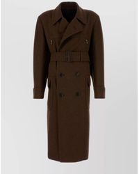 Prada - Wool Double Breasted Coat - Lyst