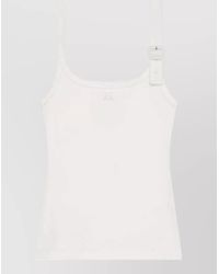 Courreges - Ribbed Sleeveless Square Neck Tank Top - Lyst